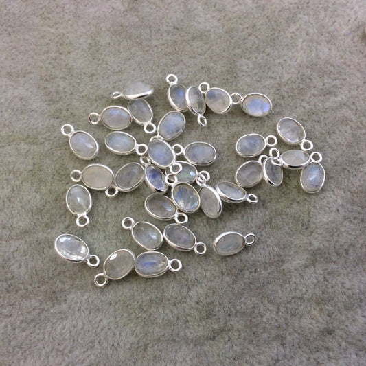 Moonstone Bezels | BULK PACK of Six (6) Sterling Silver Pointed Cut Stone Faceted Oval Oblong Shaped Pendants - Measuring 5mm x 7mm