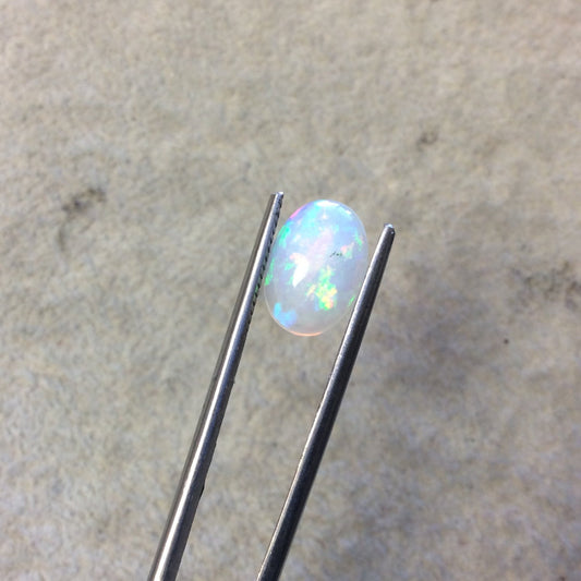 OOAK Natural Ethiopian Opal Smooth Oval Shaped Flat Back Cabochon 'NN' - Measuring 8.5mm x 12mm, 3mm Dome Height - High Quality Gemstone Cab