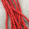 6mm Natural Bright Red Colored Wood Rondelle Shaped Beads with 2mm Holes - Sold by 15.25" Strands (Approximately 82 Beads per Strand)