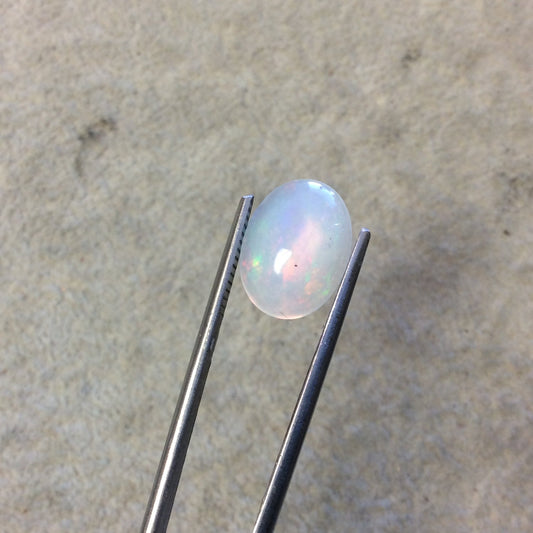 OOAK Natural Ethiopian Opal Smooth Oval Flat Back Cabochon 'RR' - Measuring 10mm x 13.5mm, 5mm Dome Height - High Quality Gemstone Cab