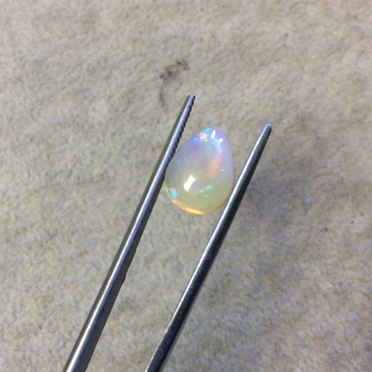 OOAK Natural Ethiopian Opal Smooth Teardrop Shaped Flat Back Cabochon 'XX' - Measuring 9mm x 12mm, 4.5mm Dome Height - High Quality Gemstone