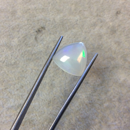 OOAK Natural Ethiopian Opal Smooth Trillion Shaped Flat Back Cabochon 'IA' - Measuring 14mm x 14mm, 4mm Dome Height - High Quality Gemstone