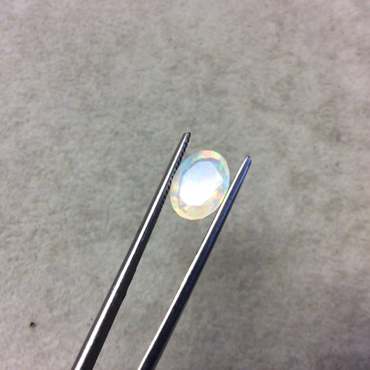 2.215 Carat Faceted Genuine Ethiopian Opal Oval Cut Stone "F-B" - Measuring 8.5mm x 11mm with 6.5mm Pavillion (Base) and 0.5mm Crown (Top)