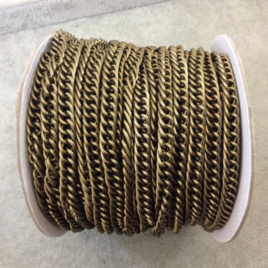 A1614 FULL SPOOL - Bronze Plated Aluminum Flattened Long Oval Shaped Prince of Wales Chain with 7mm x 10mm Links - Three Finishes Available