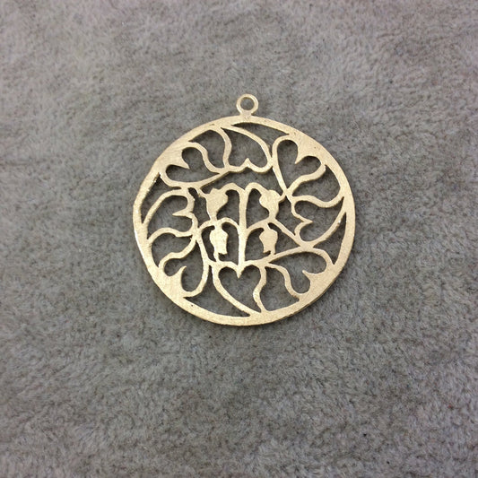 Large Sized Gold Plated Copper Heart/Vines Cutout Circle Shaped Components - Measuring 40mm x 40mm - Sold in Packs of 4 (358-GD)