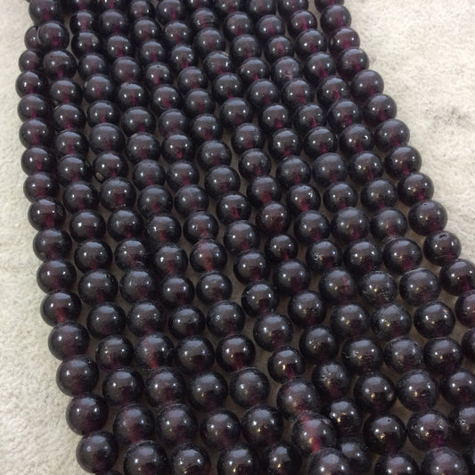 8mm Glossy Deep Red/Purple Irregular Rondelle Shaped Indian Beach/Sea Glass Beads - Sold by 15" Strands - Approximately 48 Beads