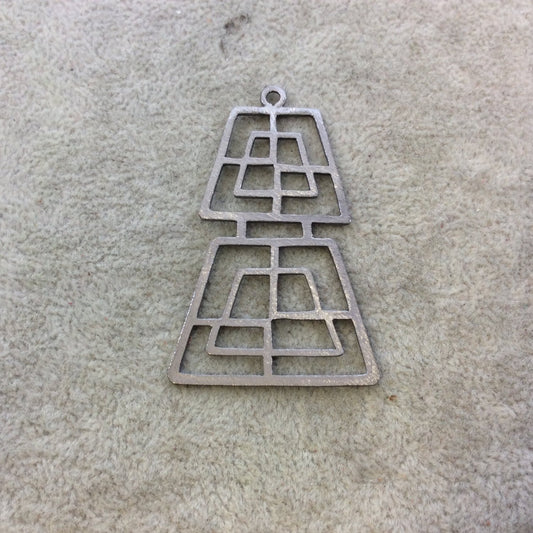Large Gunmetal Plated Stacked Cut-Out Trapezoid Shaped Brushed Finish Copper Components - Measures 35mm x 52mm - Sold in Packs of 4 (425-GM)