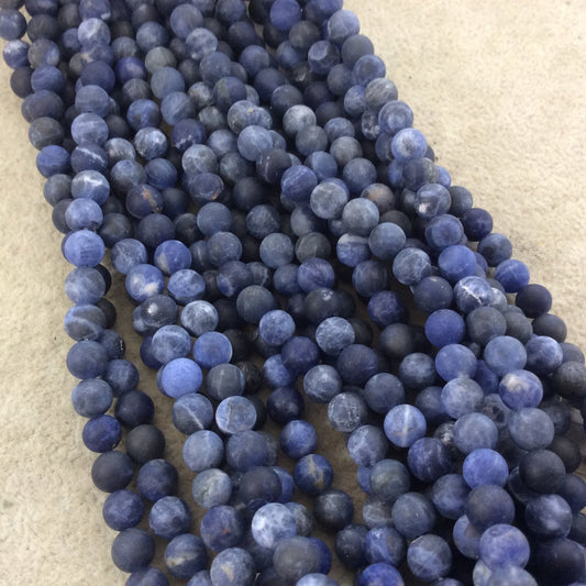 6mm Matte Natural Sodalite Round/Ball Shaped Beads with 1mm Holes - Sold by 15.25" Strands (Approx. 63 Beads) - Quality Gemstone