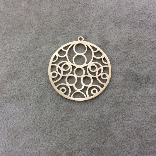 Large Gold Plated Round Cutouts Circle/Round Shaped Brushed Finish Copper Components - Measuring 38mm x 38mm - Sold in Packs of 4 (336-GD)