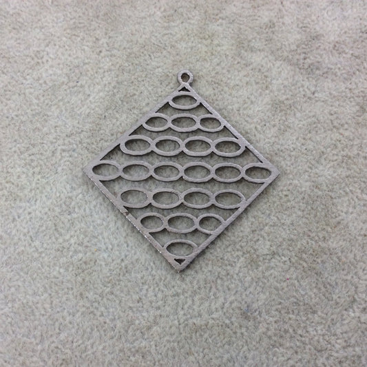 Large Gunmetal Plated Oval Link Cut-Out Diamond Shaped Brushed Finish Copper Components - Measuring 52mm x 52mm -Sold in Packs of 4 (378-GM)