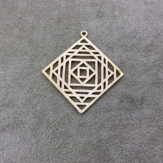 Large Gold Plated Concentric Cut-Out Diamond Shaped Brushed Finish Copper Components - Measuring 52mm x 52mm - Sold in Packs of 4 (379-GD)