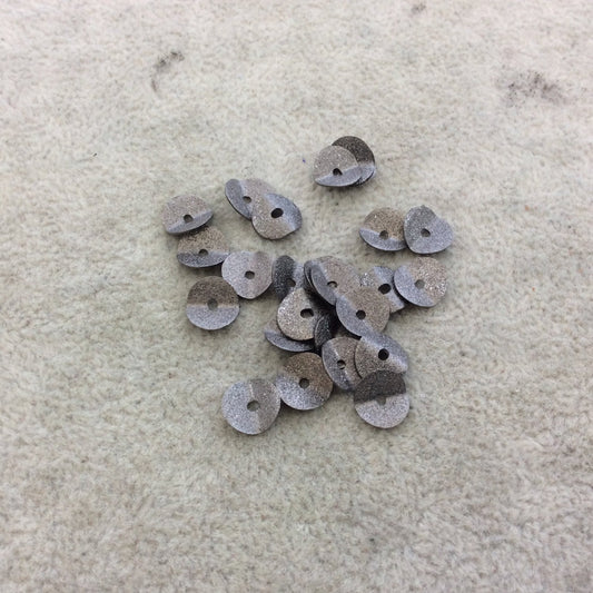 8mm Textured Gunmetal Plated Copper Wavy Disc/Heishi Washer Shaped Components - Sold in Bulk Packs of 25 Pieces - Great as Bracelet Spacers!