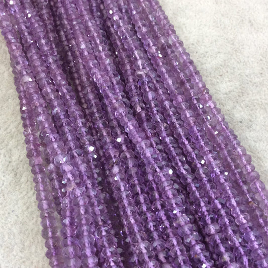 4mm Micro Faceted Brazilian Amethyst Beads - Pink Amethyst Rondelles Semi Precious Beads