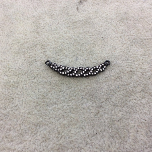 Black Metal Plated CZ Cubic Zirconia Inlaid Twisted U-Shaped Copper Pendant - Measuring 5mm x 30mm - Available in Four Colors, See Related!