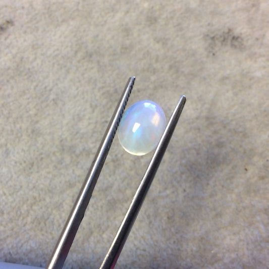 OOAK Natural Ethiopian Opal Smooth Oval Shaped Flat Back Cabochon 'FF' - Measuring 8mm x 10mm, 4.5mm Dome Height - High Quality Gemstone Cab