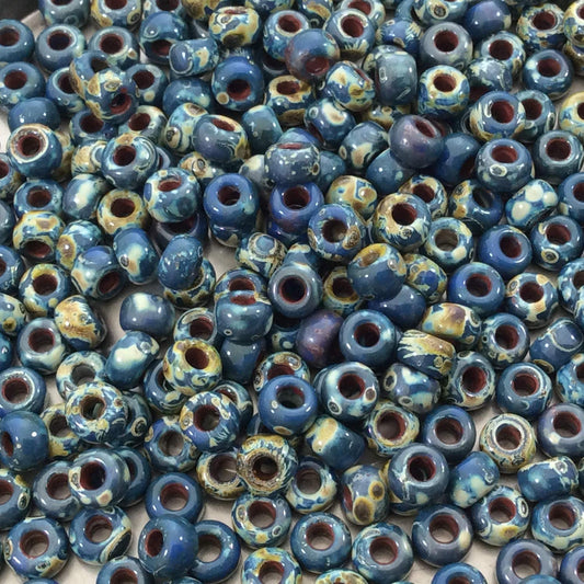 Size 6/0 Opaque Matte Picasso Montana Blue Genuine Miyuki Glass Seed Beads - Sold by 20 Gram Tubes (Approx. 200 Beads per Tube) - (6-94516)