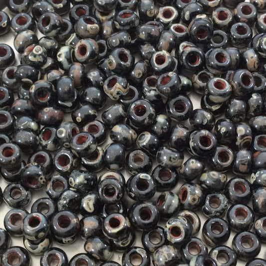 Size 6/0 Opaque Matte Picasso Smoky Black Genuine Miyuki Glass Seed Beads - Sold by 20 Gram Tubes (Approx. 200 Beads per Tube) - (6-94511)