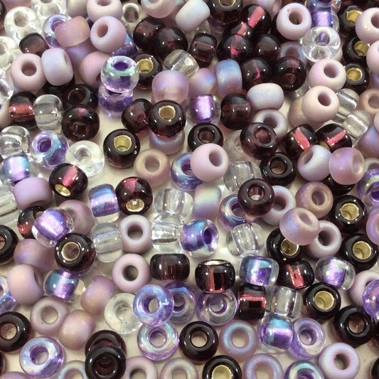 Size 6/0 Assorted Finish Lilac Mix Genuine Miyuki Glass Seed Beads - Sold by 20 Gram Tubes (Approx. 200 Beads per Tube) - (6-9MIX01)