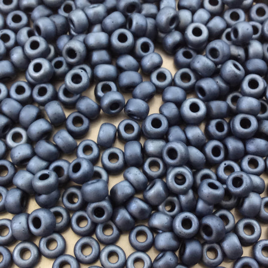 Size 6/0 Matte Finish Metallic Blue/Gray Genuine Miyuki Glass Seed Beads - Sold by 20 Gram Tubes (Approx. 200 Beads per Tube) - (6-91254)