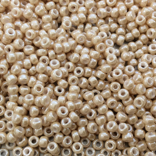Size 8/0 Glossy Finish Ceylon Dark Beige Genuine Miyuki Glass Seed Beads - Sold by 22 Gram Tubes (Approx. 900 Beads per Tube) - (8-9593)