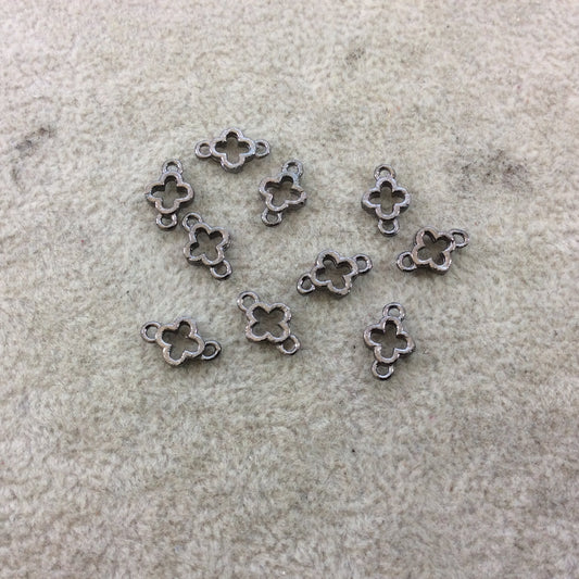 6mm Gunmetal Brushed Finish Quatrefoil Shaped Plated Copper Connector Components - Sold in Pre-Counted Bulk Packs of 10 Pieces - (043-GM)