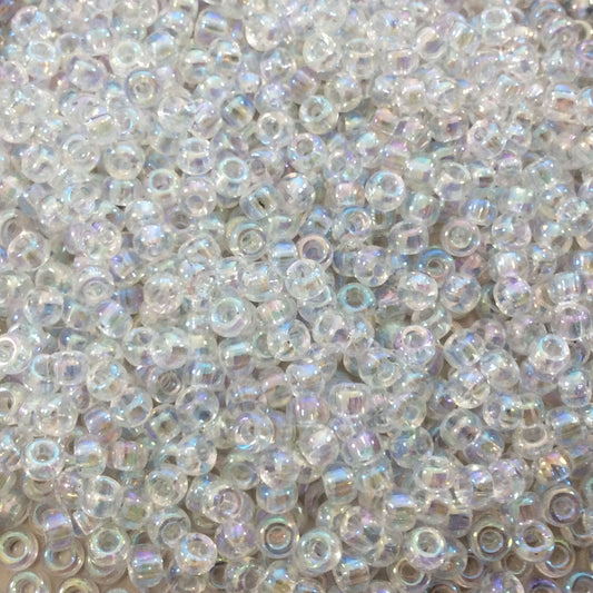 Size 8/0 Glossy AB Finish Trans. Crystal Genuine Miyuki Glass Seed Beads - Sold by 22 Gram Tubes (Approx. 900 Beads per Tube) - (8-9250)