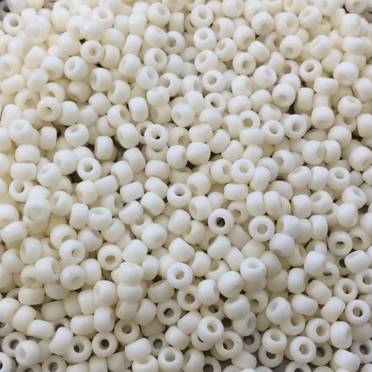 Size 8/0 Matte Finish Opaque Cream Genuine Miyuki Glass Seed Beads - Sold by 22 Gram Tubes (Approx. 900 Beads per Tube) - (8-92021)