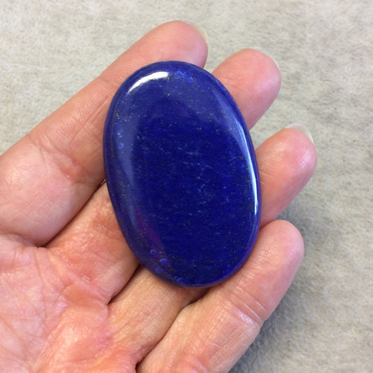 Lapis Lazuli with Pyrite Oblong Oval Shaped Flat Back Cabochon - Measuring 35mm x 53mm, 6.5mm Dome Height - Natural High Quality Gemstone