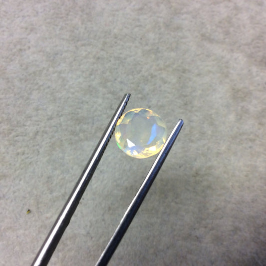 2.155 Carat Faceted Genuine Ethiopian Opal Round Cut Stone "F-A" - Measuring 10mm x 10mm with 5mm Pavillion (Base) and 1mm Crown (Top)
