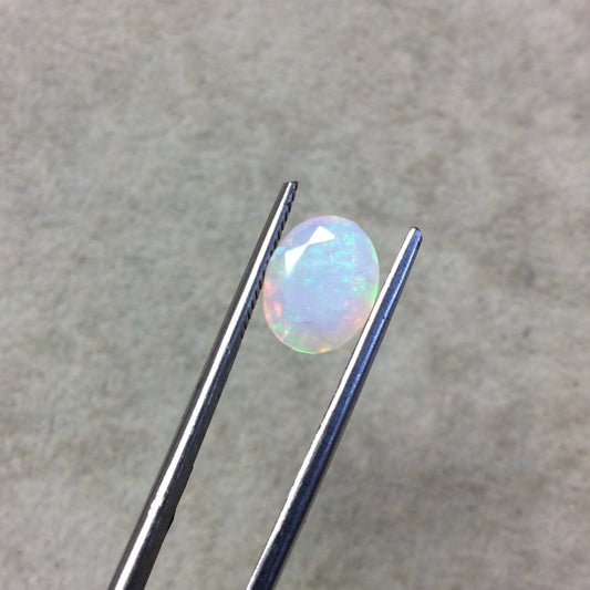 2.055 Carat Faceted Genuine Ethiopian Opal Oval Cut Stone "F-H" - Measuring 8.5mm x 10.5mm with 5mm Pavillion (Base) and 1mm Crown (Top)