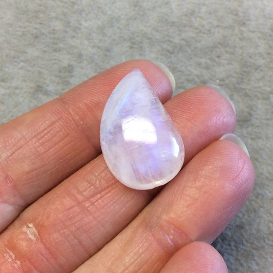 OOAK Single AAA Curved Tear Shaped Blue Moonstone Flat Back Cabochon - Measuring 17mm x 27mm, 7mm Dome Height - Gemstone Cab (Batch B)