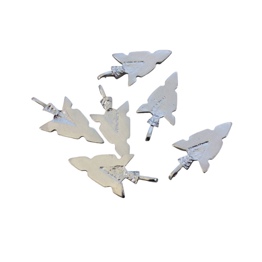 1.25" Bright Silver Plated Copper Arrow/Arrowhead Shaped Textured Charm/Pendant - Measuring 14mm x 30mm, Approx. - Sold Individually, Random