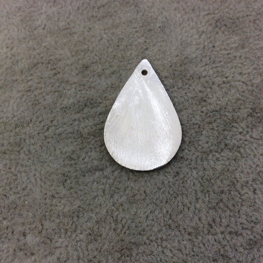 20mm x 31mm Silver Brushed Finish Blank Teardrop Shaped Plated Copper Components - Sold in Pre-Counted Bulk Packs of 10 Pieces - (128-SV)