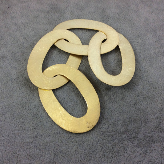 37mm x 55mm Gold Brushed Finish Single Set of Closed/Linked Thick Oval Shaped Plated Copper Components - 163mm (6.5") Long - (151-GD)