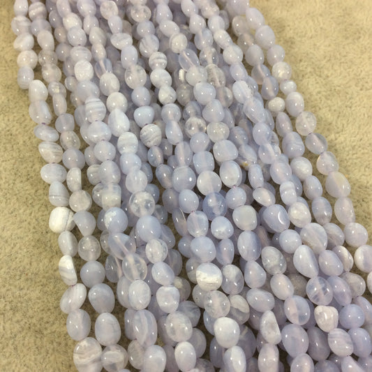 Natural Blue Lace Agate Freeform Nugget Shaped Beads with 1mm Holes - Sold by 16" Strands (Approx. 63 Beads) - Measuring 5-7mm Long, Approx.