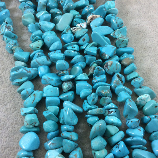 Dyed Turquoise Howlite Chunky Nugget Shaped Beads with 1mm Holes - Sold by 16" Strands (Approx. 75-80 Beads) - Measuring 10-15mm Wide