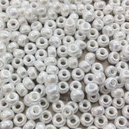 Size 6/0 Glossy Finish Ceylon Snow White Genuine Miyuki Glass Seed Beads - Sold by 20 Gram Tubes (Approx. 200 Beads per Tube) - (6-9528)