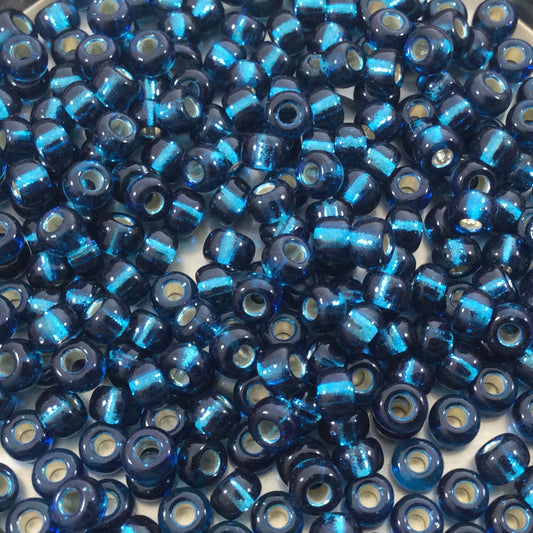 Size 6/0 Gloss Finish Silver Lined Blue Zircon Genuine Miyuki Glass Seed Beads - Sold by 20 Gram Tubes (Approx. 200 Beads/Tube) - (6-91425)