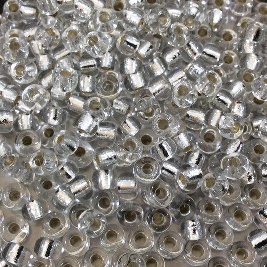 Size 6/0 Glossy Finish Silver Lined Clear Genuine Miyuki Glass Seed Beads - Sold by 20 Gram Tubes (Approx. 200 Beads per Tube) - (6-9131S)