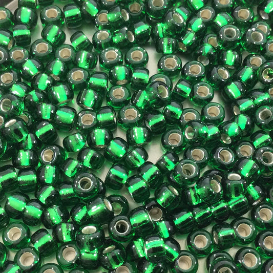 Size 6/0 Glossy Finish Silver Lined Green Genuine Miyuki Glass Seed Beads - Sold by 20 Gram Tubes (Approx. 200 Beads per Tube) - (6-9146S)