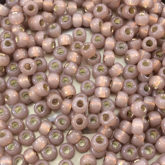 Size 6/0 Silver Lined Alabaster Rose Bronze Genuine Miyuki Glass Seed Beads - Sold by 20 Gram Tubes (Approx. 200 Beads per Tube) - (6-9641)