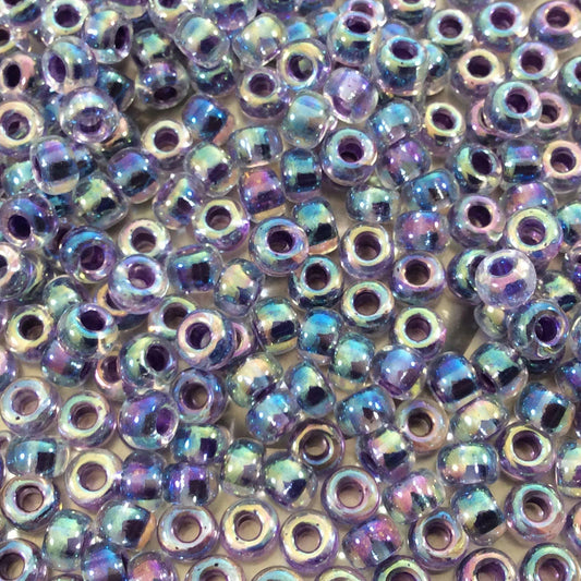 Size 6/0 Glossy AB Finish Amethyst Lined Crystal Genuine Miyuki Glass Seed Beads - Sold by 20 Gram Tubes (Approx. 200 Beads/Tube) - (6-9274)