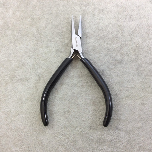 4.5" Beadsmith Super-fine Chain Nosed Polished Steel Pliers with PVC Comfort Grips - Slim Line Economy Jewelry-Making Tool - (PL650)