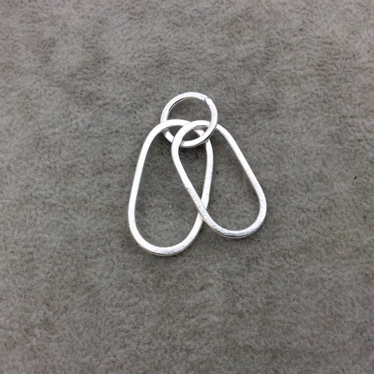 Medium Silver Plated Copper Double Oblong Oval/Ring Shaped Components - Measuring 16mm x 29mm, 14mm Circle - Sold in Packs of 10 (280-SV)