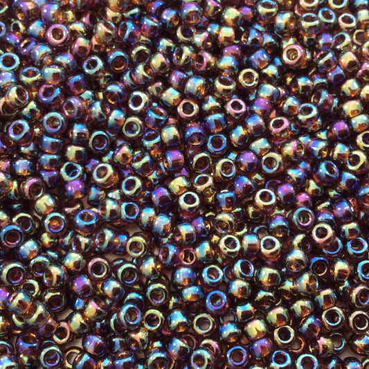 Size 8/0 Glossy AB Finish Transparent Topaz Genuine Miyuki Glass Seed Beads - Sold by 22 Gram Tubes (Approx. 900 Beads per Tube) - (8-9257)