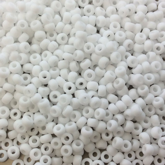 Size 8/0 Matte Finish Opaque White Genuine Miyuki Glass Seed Beads - Sold by 22 Gram Tubes (Approx. 900 Beads per Tube) - (8-9402F)