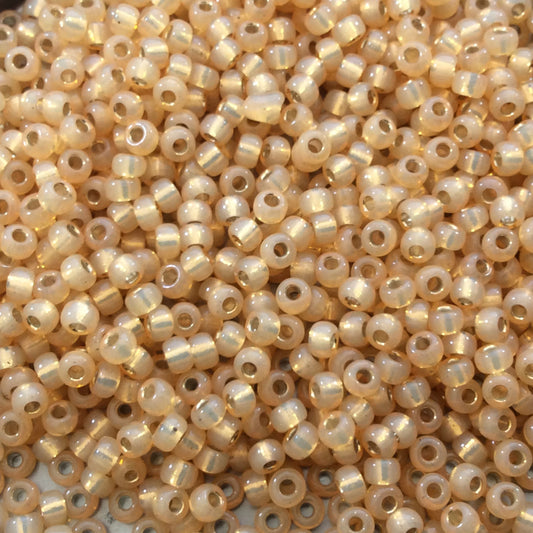Size 8/0 Silver Lined Alabaster Yellow/Orange Genuine Miyuki Glass Seed Beads - Sold by 22 Gram Tubes (Approx 900 Beads per Tube) - (8-9552)