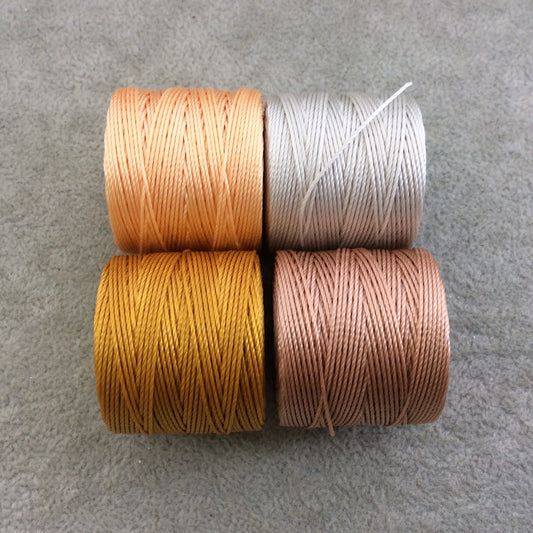 SET OF 4 - Beadsmith S-Lon 210 Color Coordinated Honey Butter Mix Nylon Macrame/Jewelry Cord Spool Set - 0.5mm Thick - (SL210-MIX122)