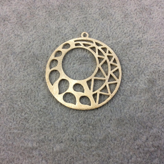 Large Gold Plated Geometric Sun/Rain Cutout Round Shaped Brushed Copper Components - Measuring 39mm x 39mm - Sold in Packs of 4 (346-GD)