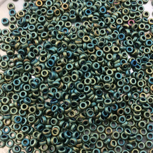 1mm x 2mm MATTE Metallic Patina Iris Genuine Miyuki Glass Seed Spacer Beads - Sold by 7 Gram Tubes (Approx 770 Beads per Tube) - (SPR2-2008)